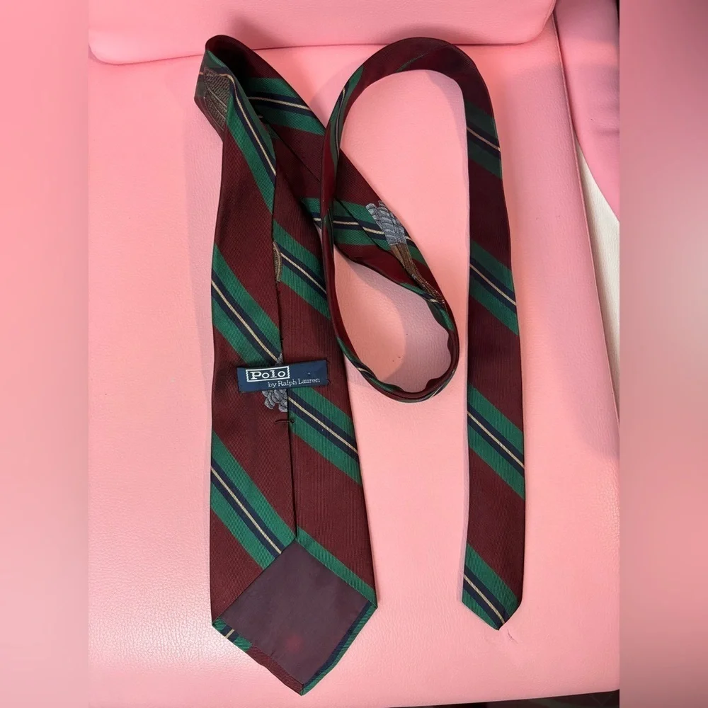 Ralph Lauren Maroon and Green Striped Tie
